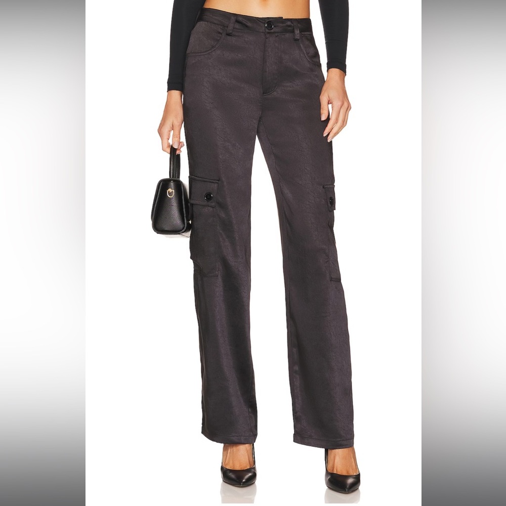 ❤️ Sanctuary Ava Coated Satin Cargo Pants in Black